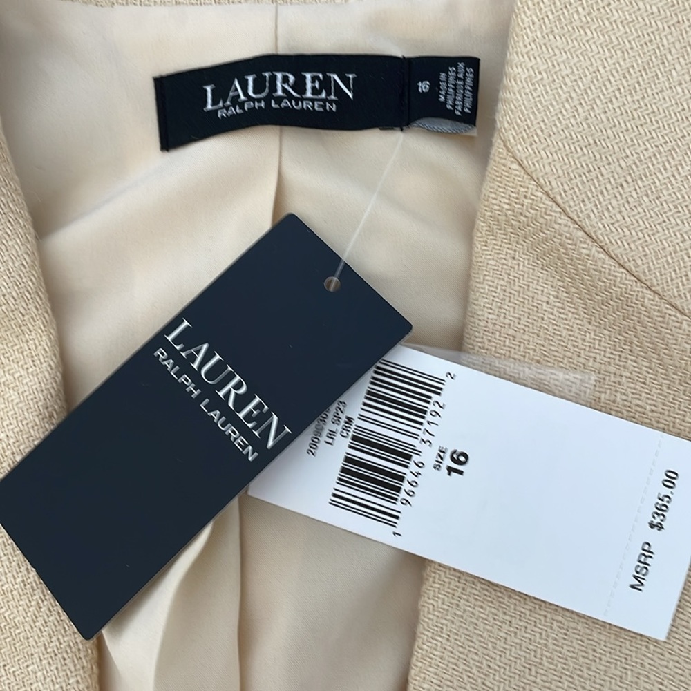New Lauren Ralph Lauren cream blazer women Sz 16 - Picture 7 of 13